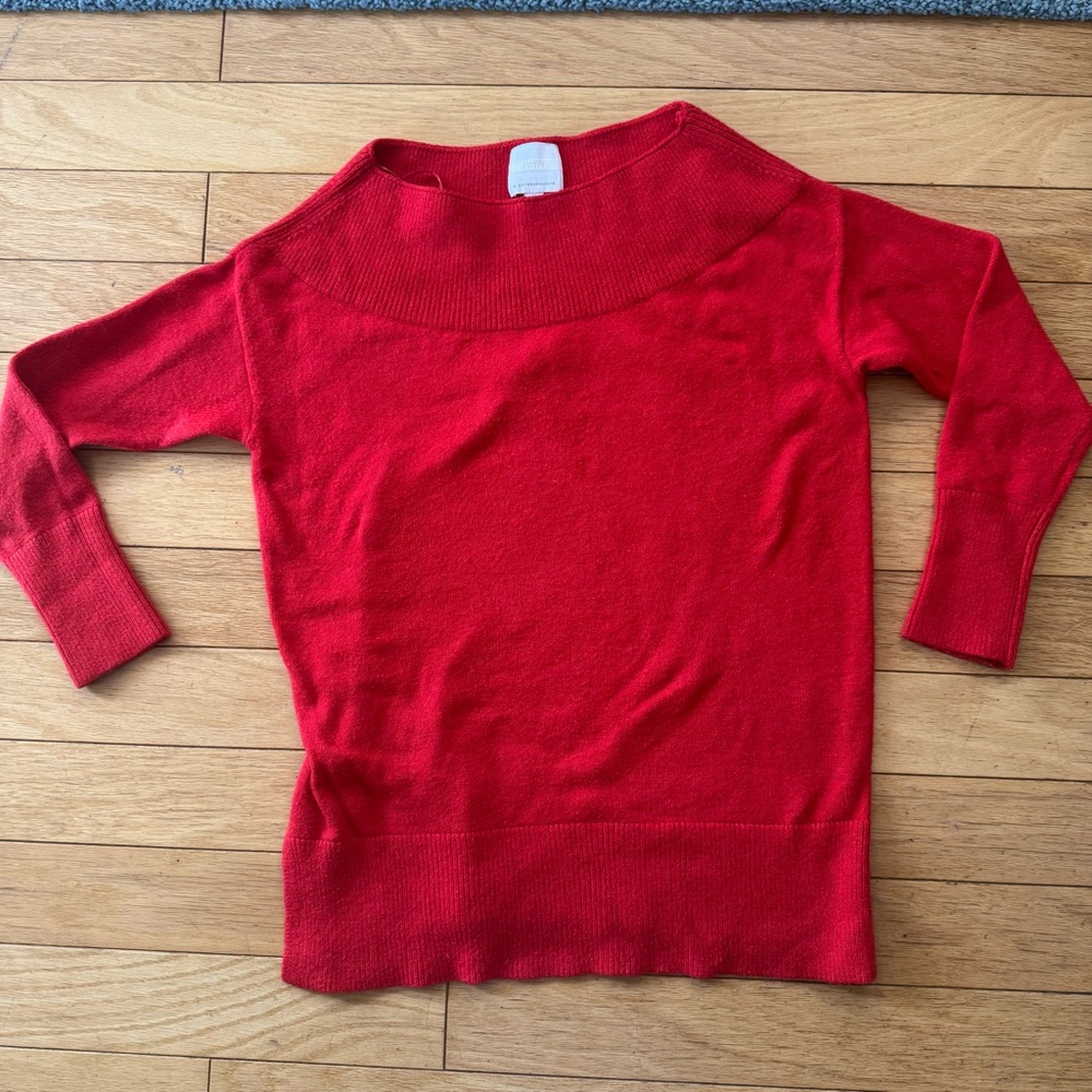 Anthropologie Red Knit Sweater – Cozy Minimal Fit